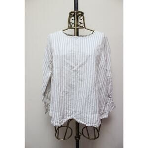 NWT Ewa I Walla Striped Raw Hem Lagenlook Shirt Size Large